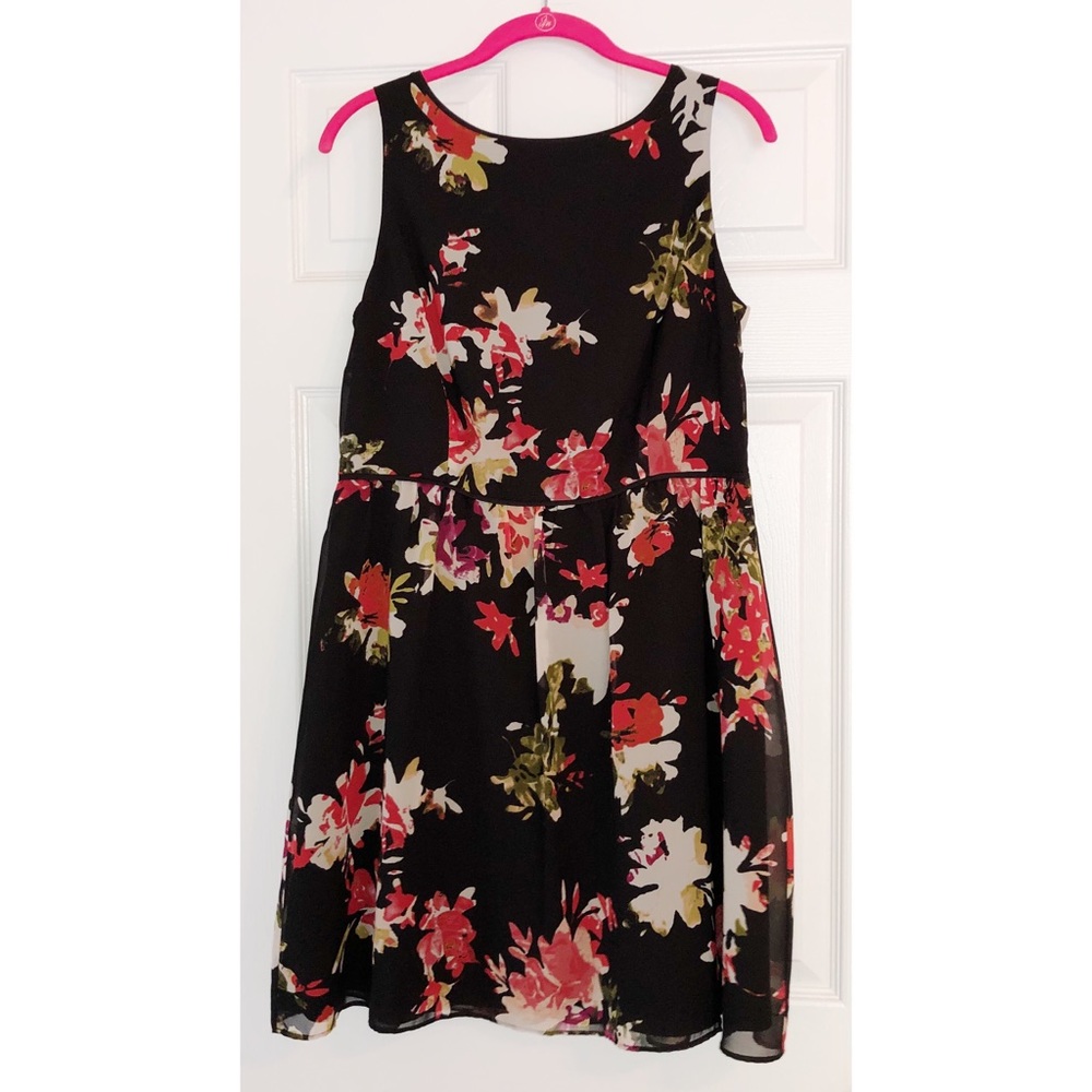 Loft | Black Floral Dress